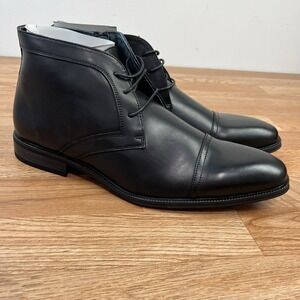 Amali Berino Black Ankle Dress Boots‎ Zip Men's Size 12 NEW